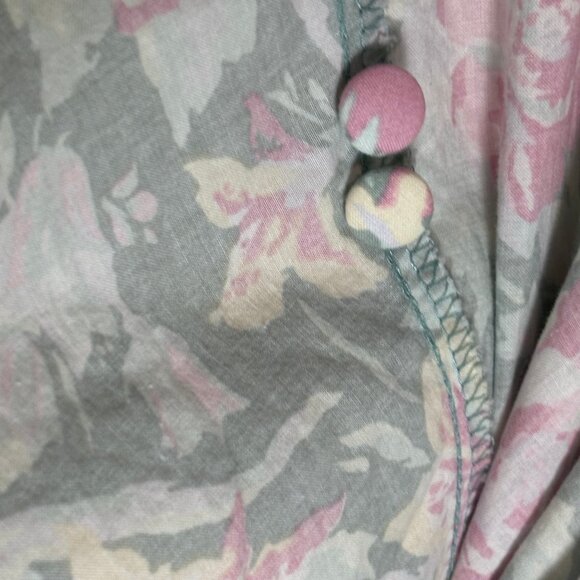 Vintage sage and pink floral Laura Ashley ss dress with piped bodice, US 10 - Picture 6 of 15